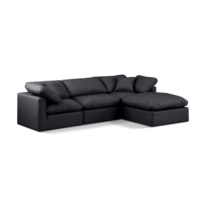 Indulge Black Vegan Leather Modular Sectional