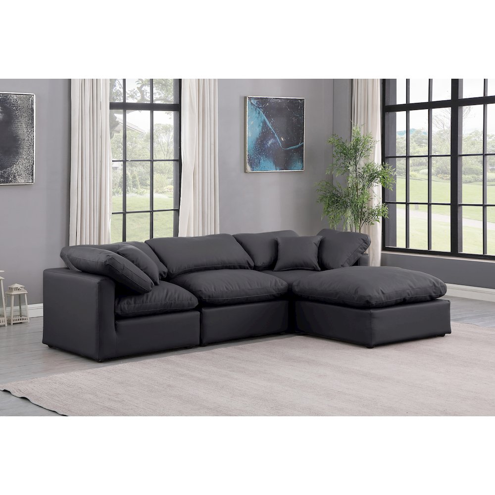 Indulge Black Vegan Leather Modular Sectional