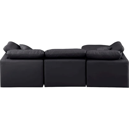 Indulge Black Vegan Leather Modular Sectional