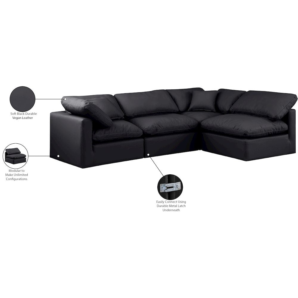 Indulge Black Vegan Leather Modular Sectional