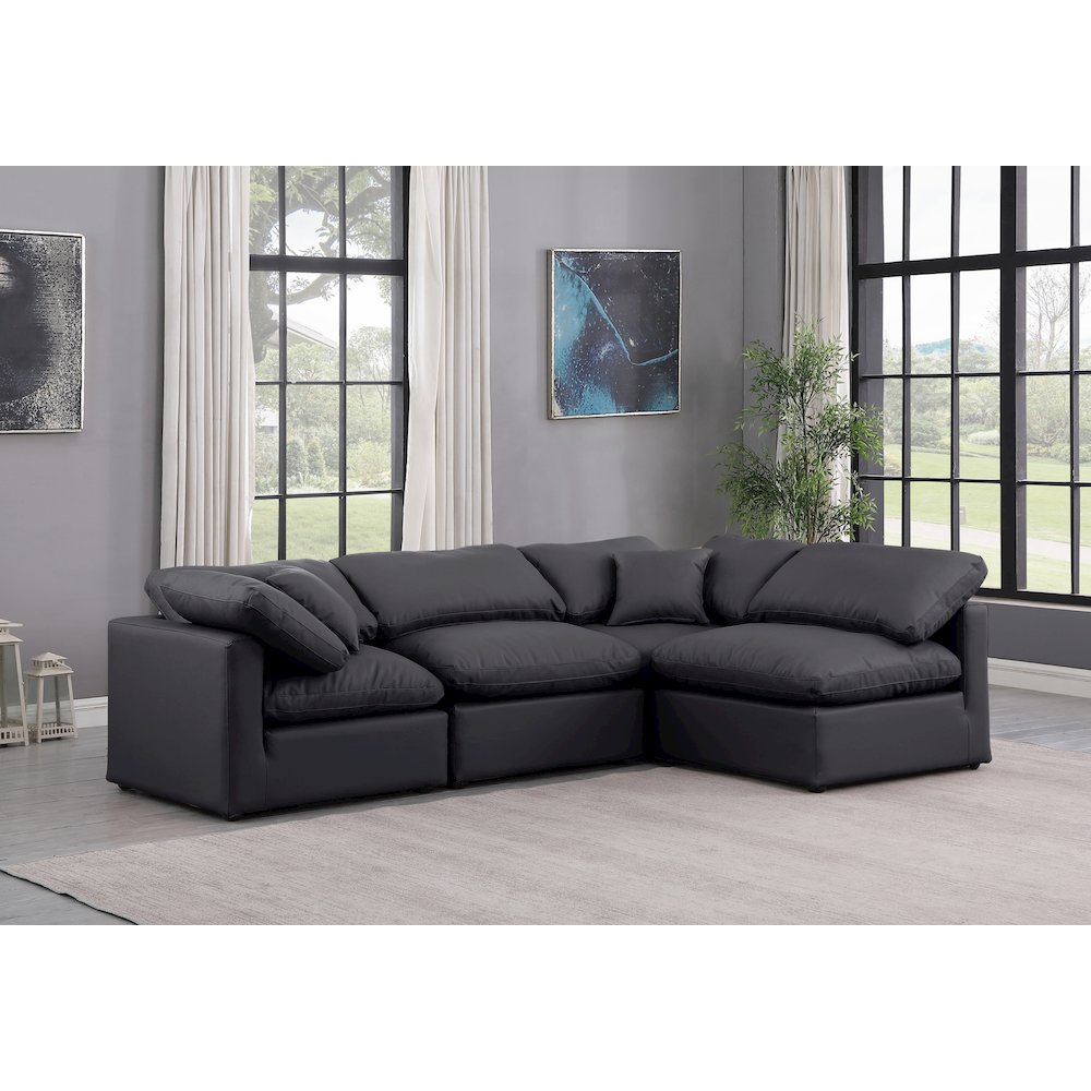 Indulge Black Vegan Leather Modular Sectional