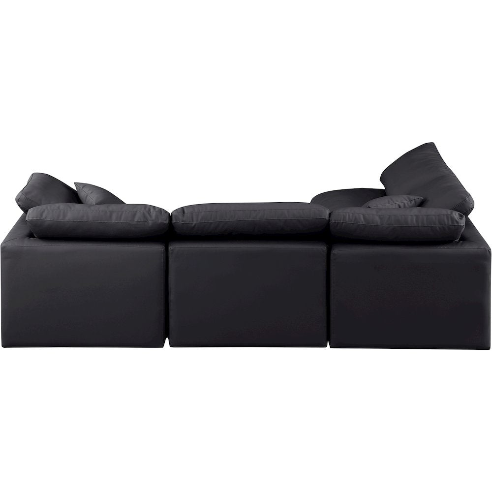 Indulge Black Vegan Leather Modular Sectional