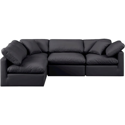 Indulge Black Vegan Leather Modular Sectional
