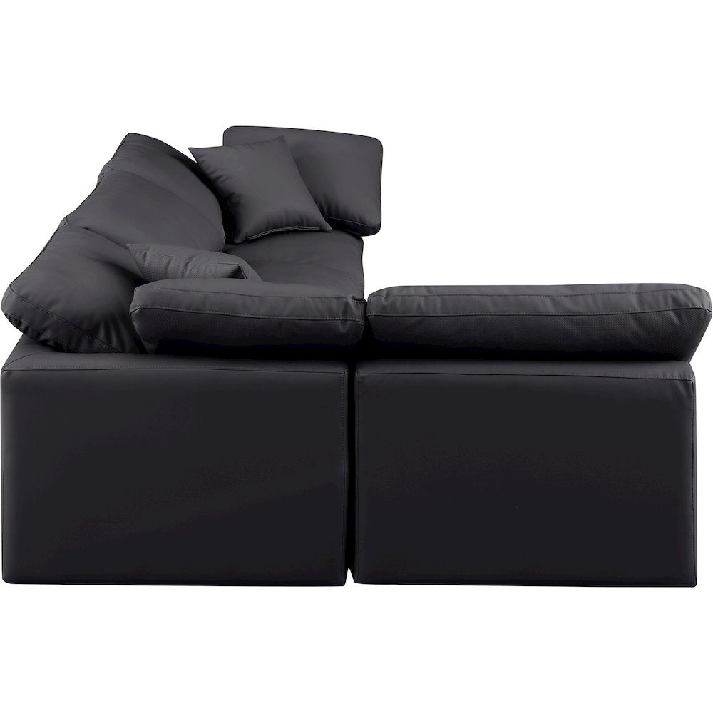 Indulge Black Vegan Leather Modular Sectional