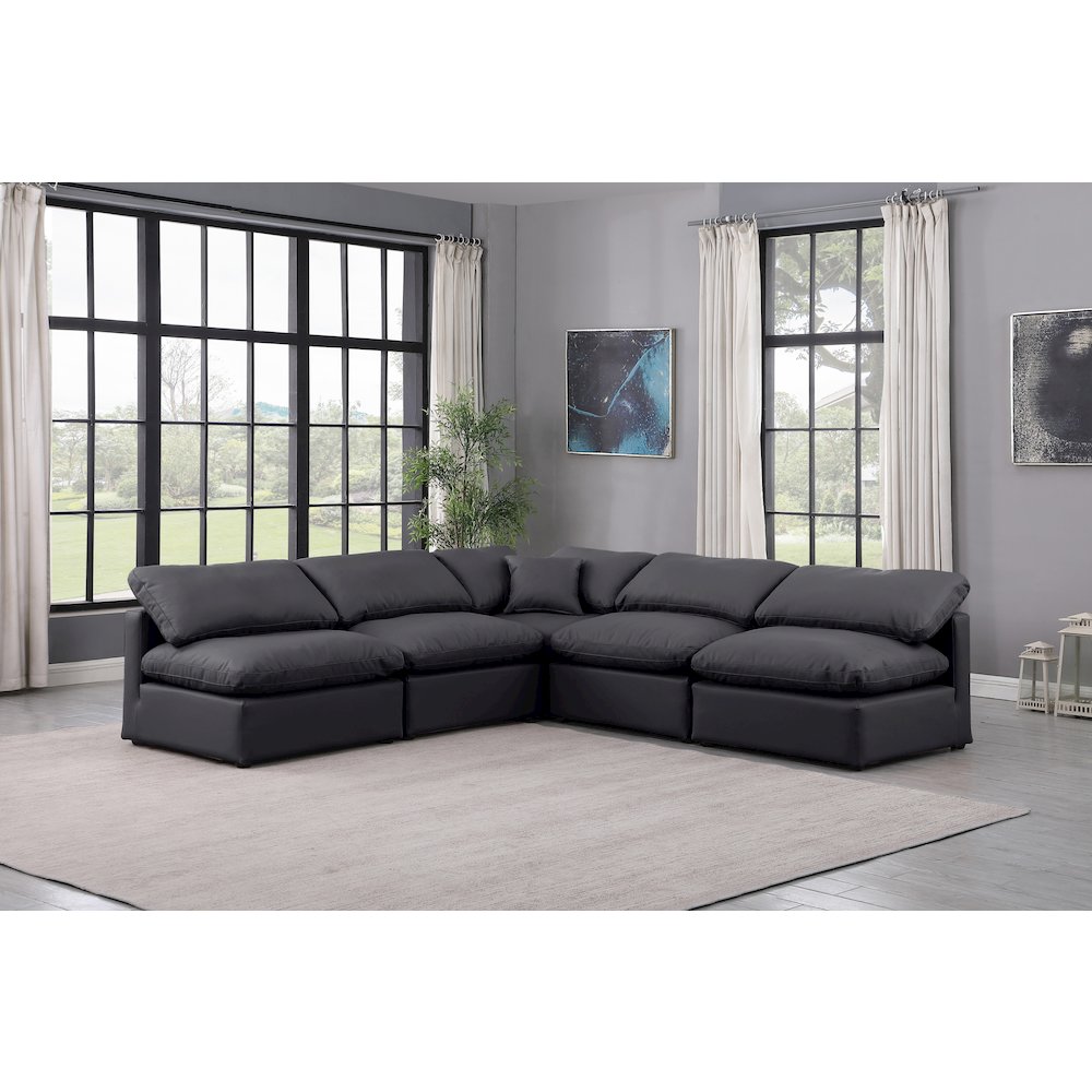 Indulge Black Vegan Leather Modular Sectional