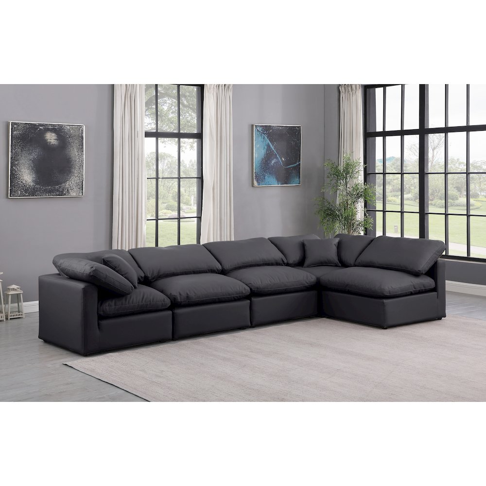 Indulge Black Vegan Leather Modular Sectional