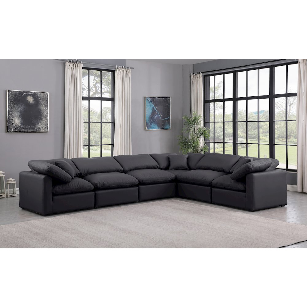 Indulge Black Vegan Leather Modular Sectional