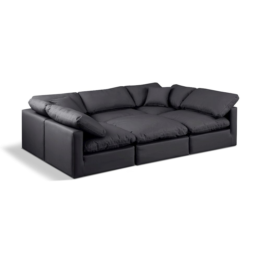 Indulge Black Vegan Leather Modular Sectional