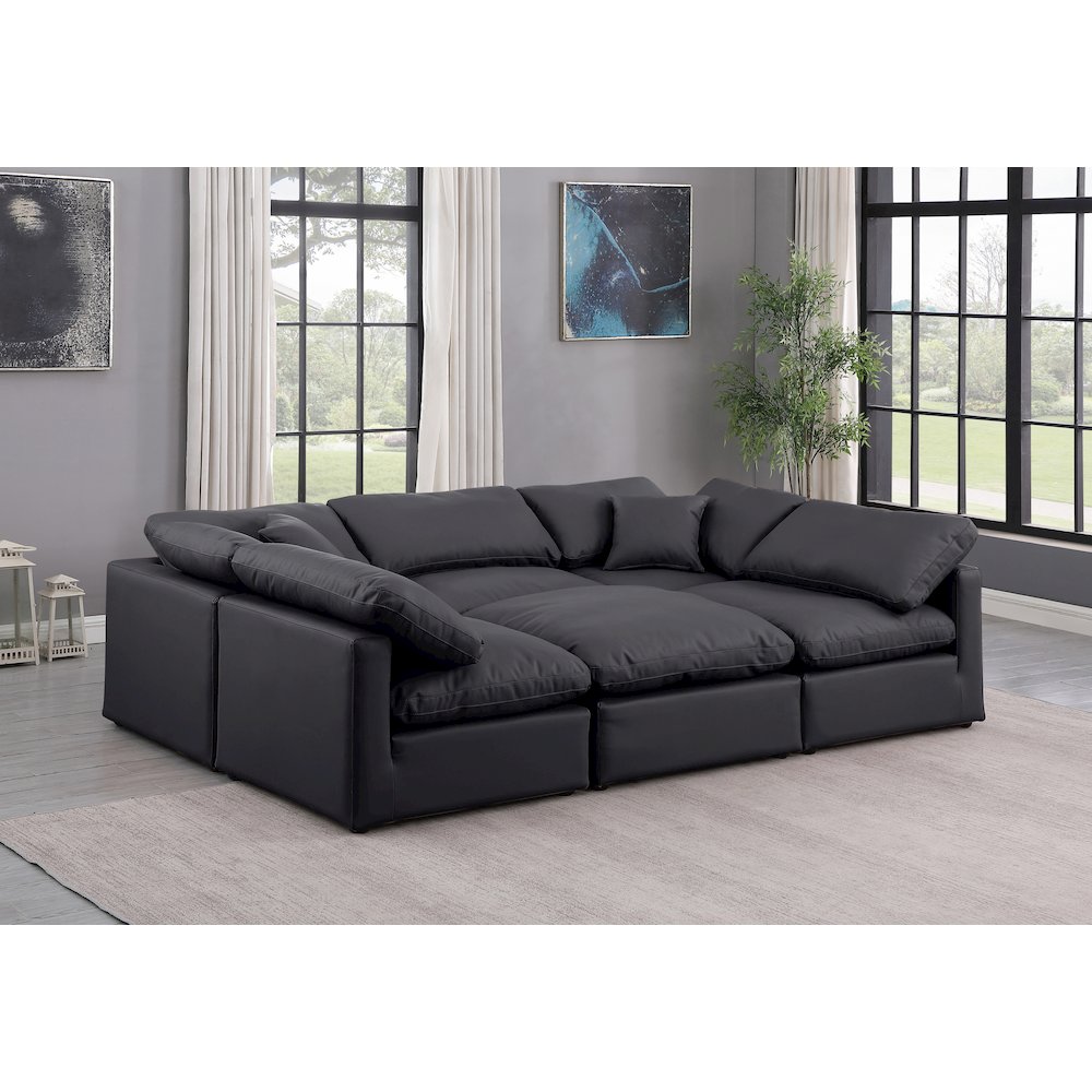Indulge Black Vegan Leather Modular Sectional