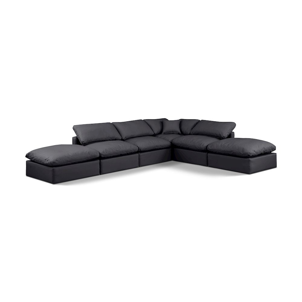 Indulge Black Vegan Leather Modular Sectional