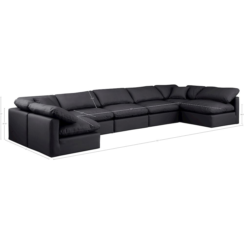 Indulge Black Vegan Leather Modular Sectional