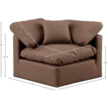 Indulge Brown Vegan Leather Corner Chair
