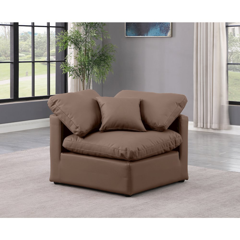 Indulge Brown Vegan Leather Corner Chair