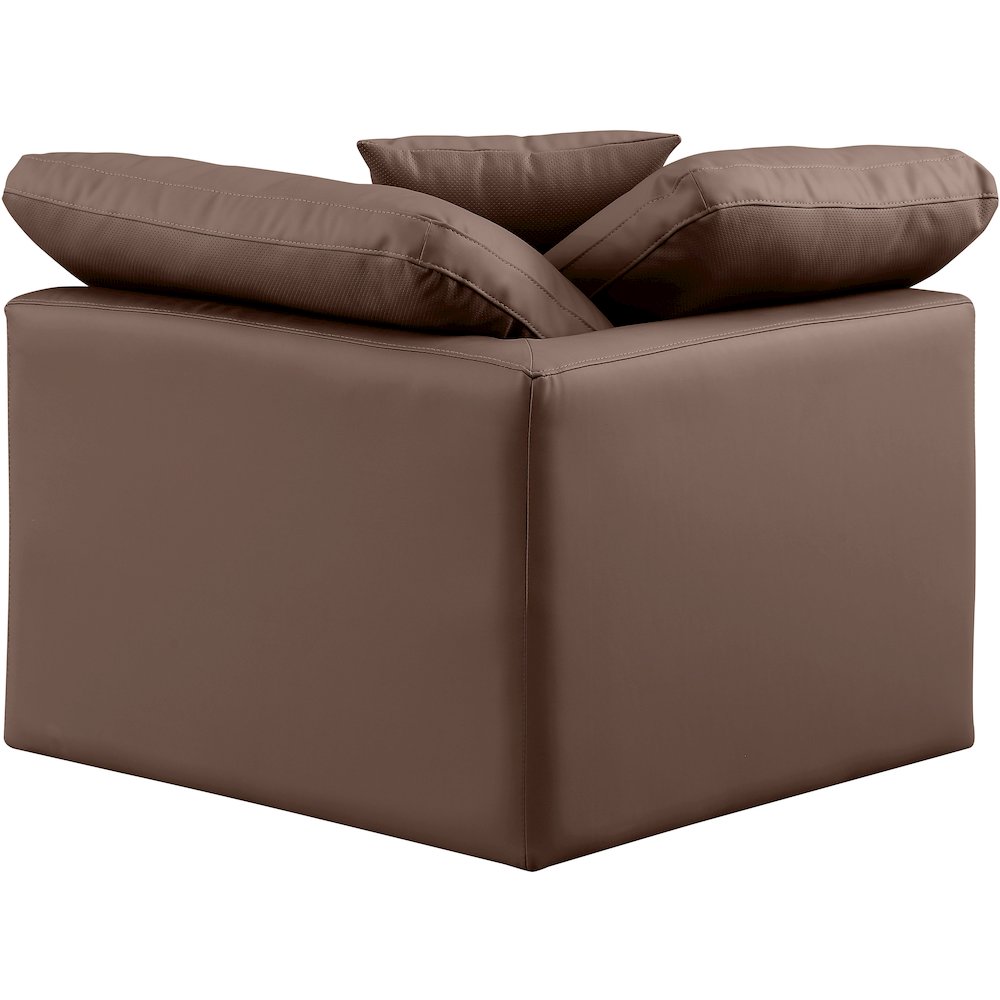 Indulge Brown Vegan Leather Corner Chair