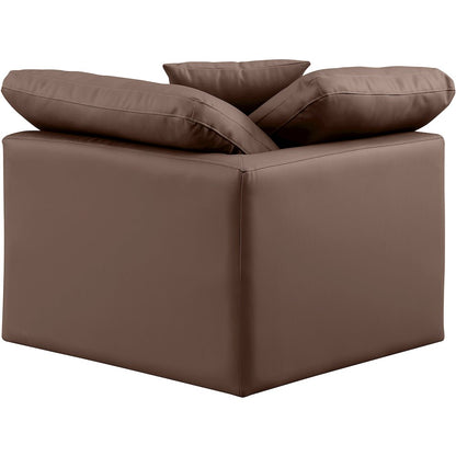 Indulge Brown Vegan Leather Corner Chair