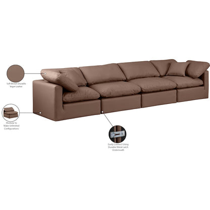 Indulge Brown Vegan Leather Modular Sofa