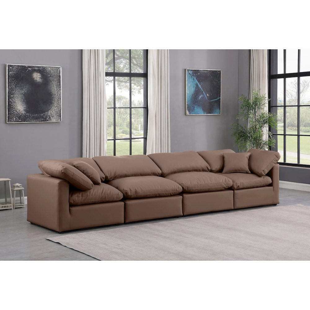 Indulge Brown Vegan Leather Modular Sofa