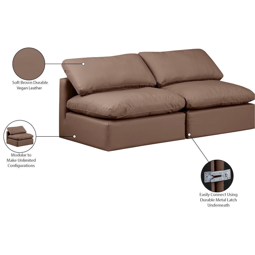 Indulge Brown Vegan Leather Modular Sofa