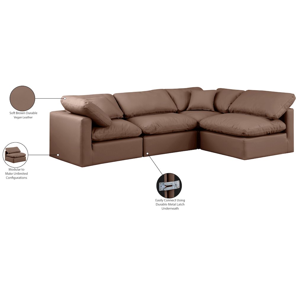 Indulge Brown Vegan Leather Modular Sectional