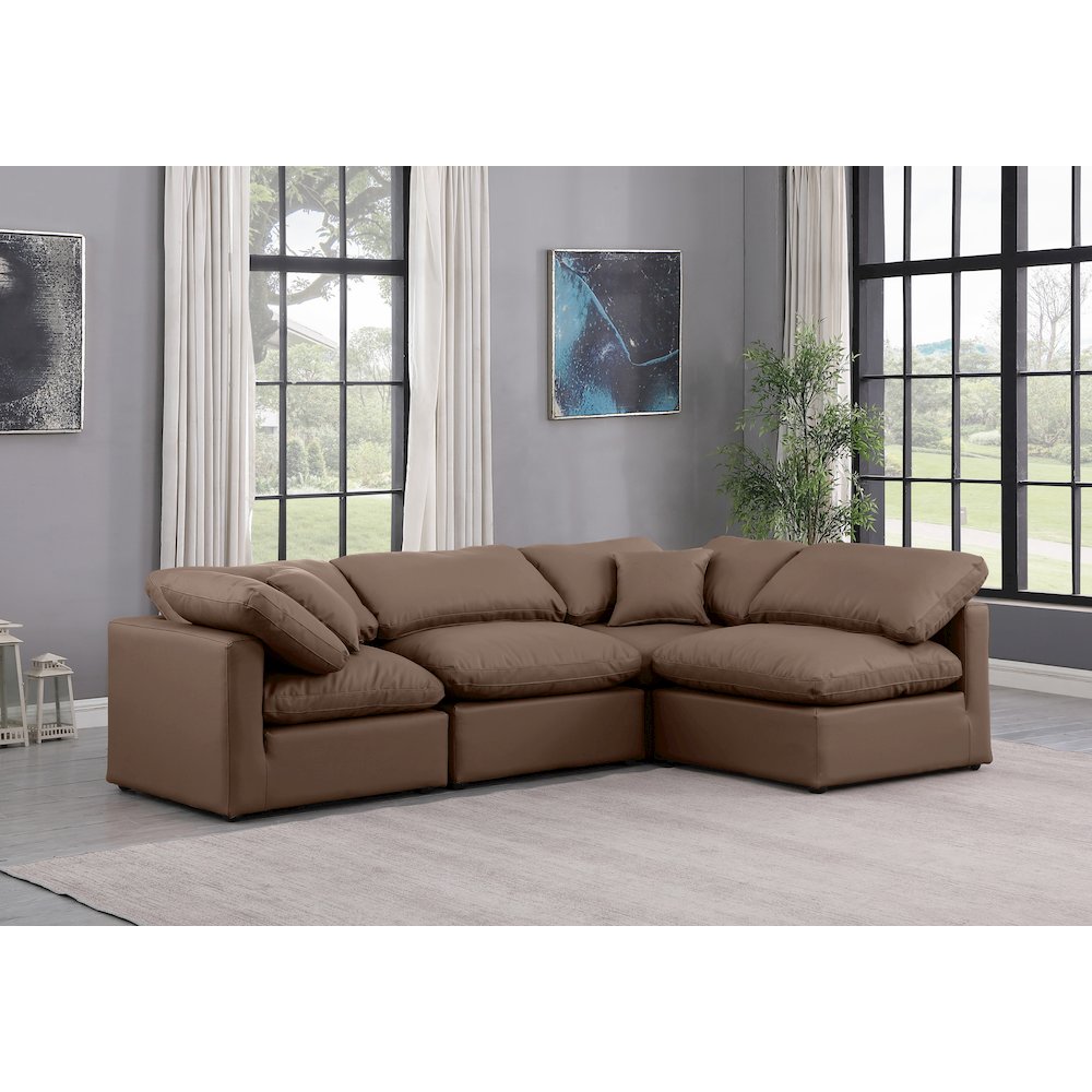Indulge Brown Vegan Leather Modular Sectional