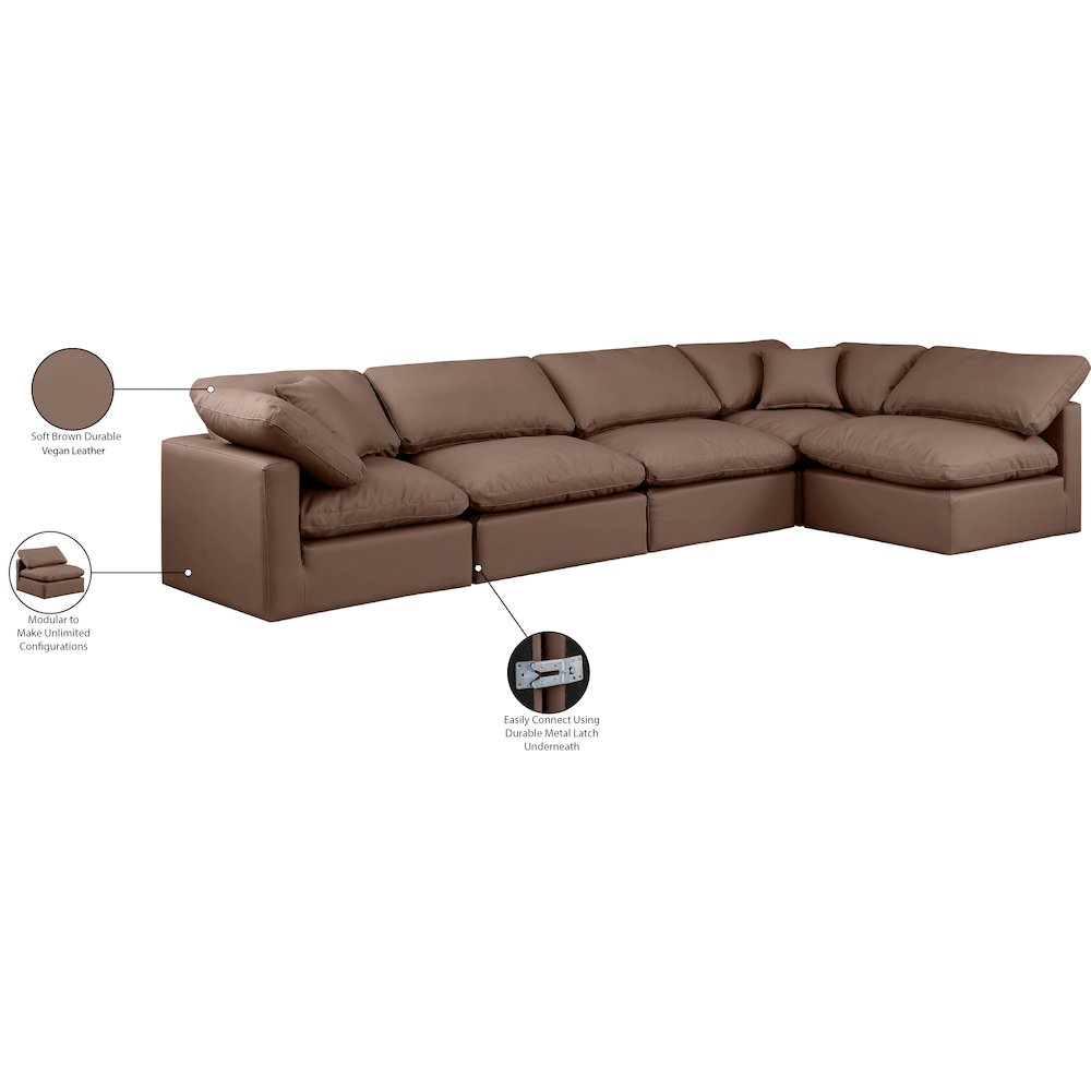Indulge Brown Vegan Leather Modular Sectional