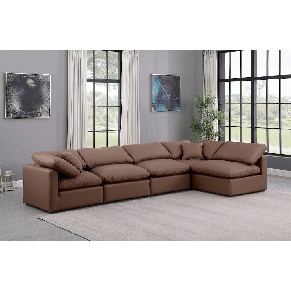Indulge Brown Vegan Leather Modular Sectional