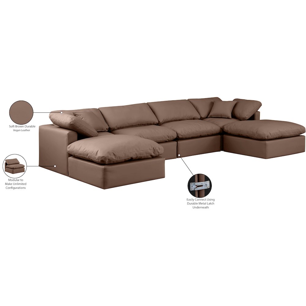 Indulge Brown Vegan Leather Modular Sectional