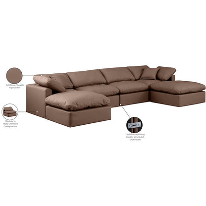 Indulge Brown Vegan Leather Modular Sectional