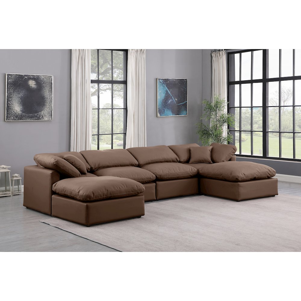 Indulge Brown Vegan Leather Modular Sectional
