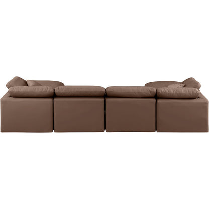 Indulge Brown Vegan Leather Modular Sectional