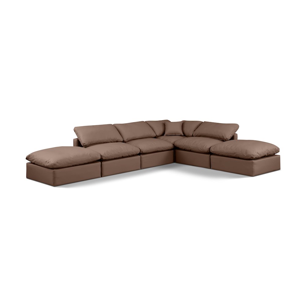 Indulge Brown Vegan Leather Modular Sectional