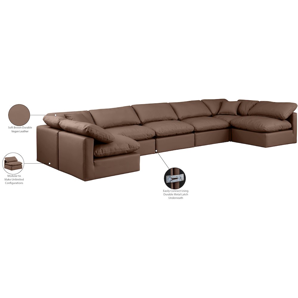 Indulge Brown Vegan Leather Modular Sectional
