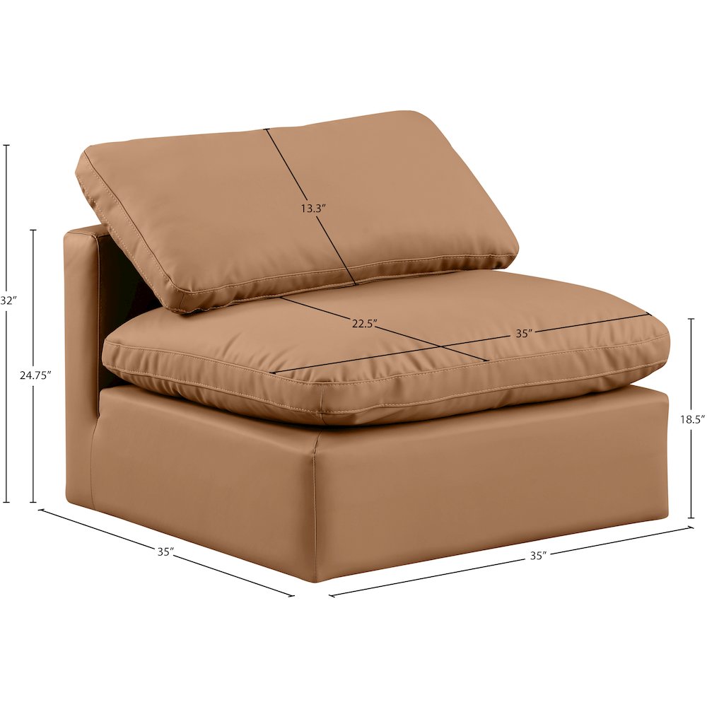 Indulge Cognac Vegan Leather Armless Chair