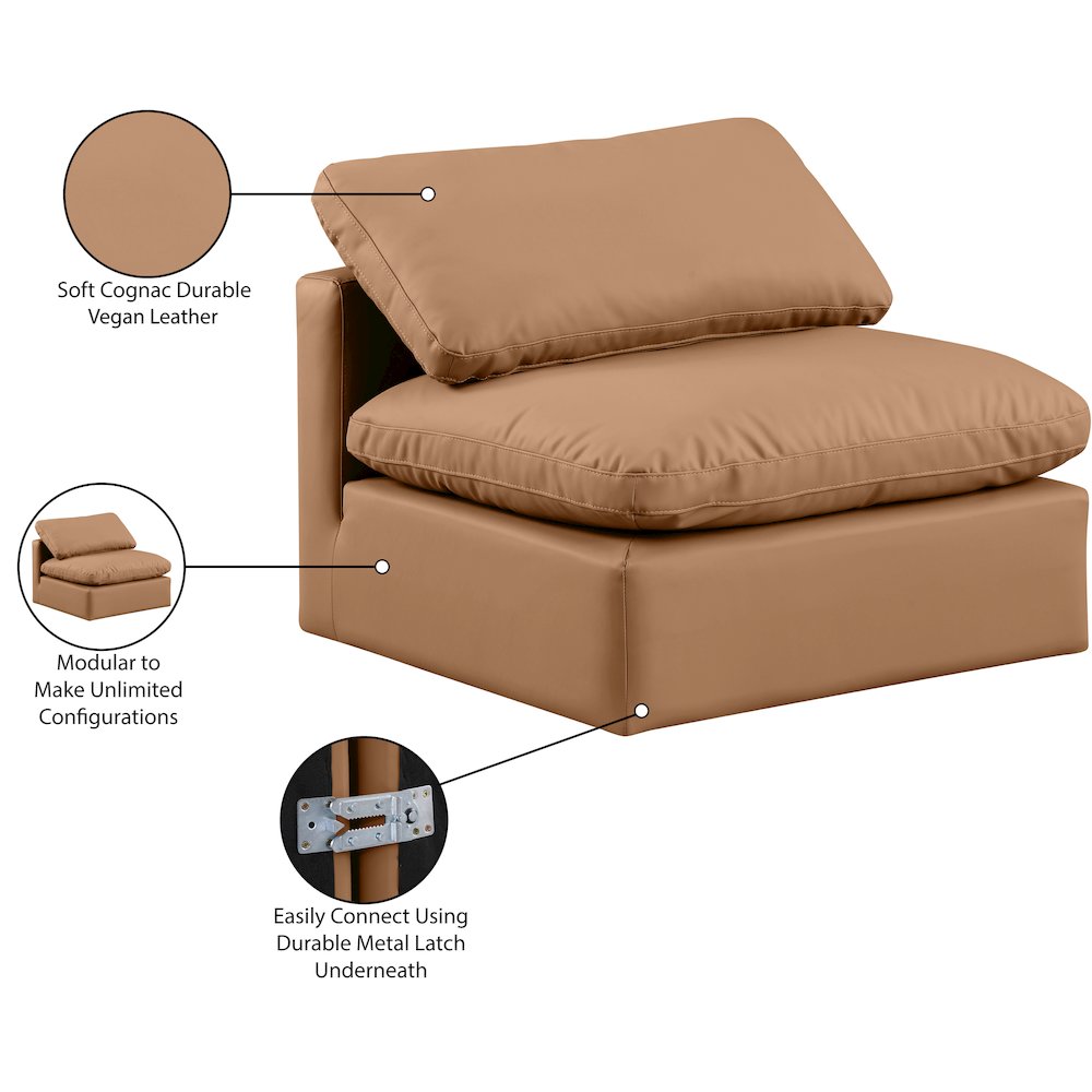 Indulge Cognac Vegan Leather Armless Chair