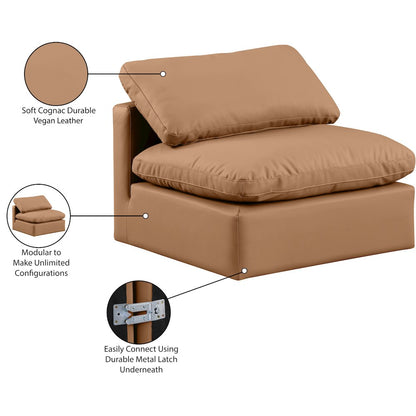 Indulge Cognac Vegan Leather Armless Chair