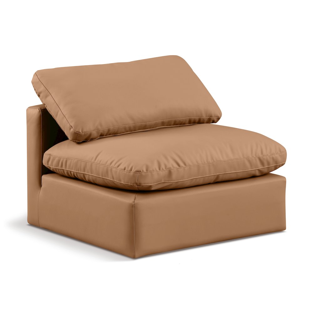 Indulge Cognac Vegan Leather Armless Chair
