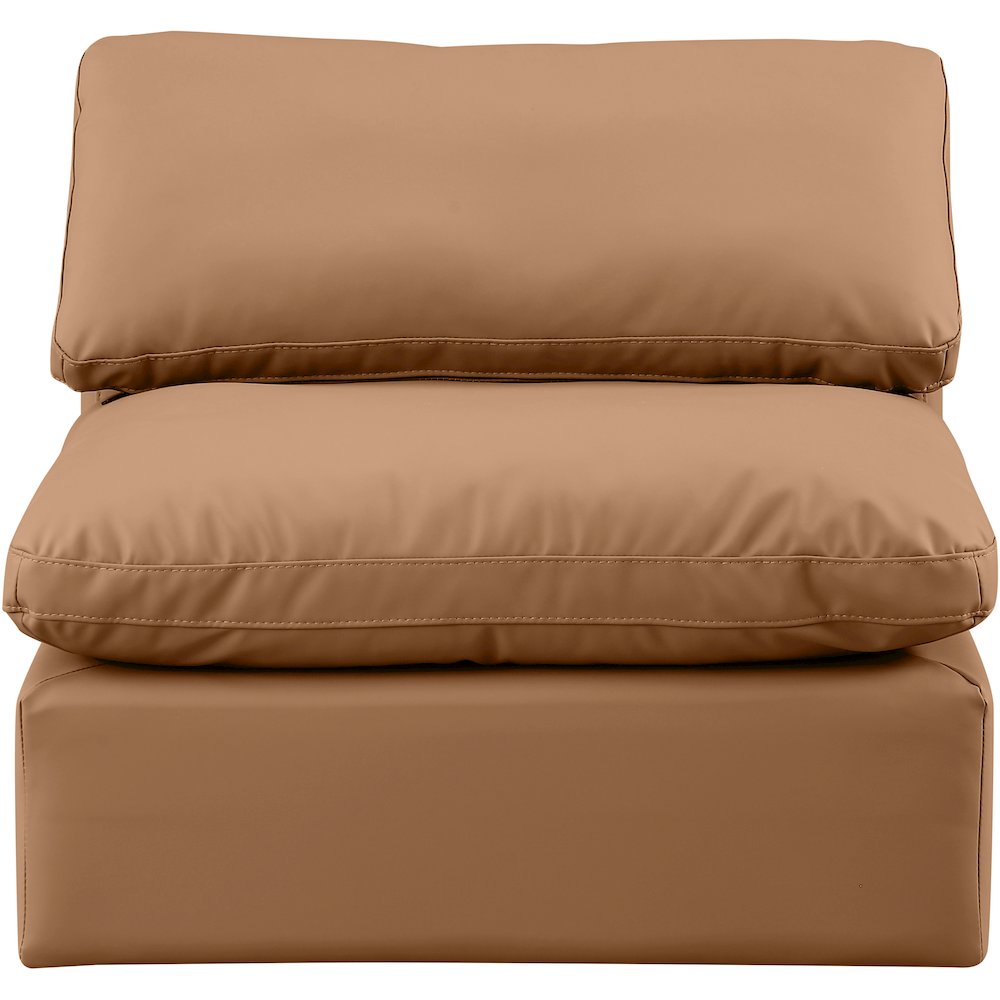 Indulge Cognac Vegan Leather Armless Chair