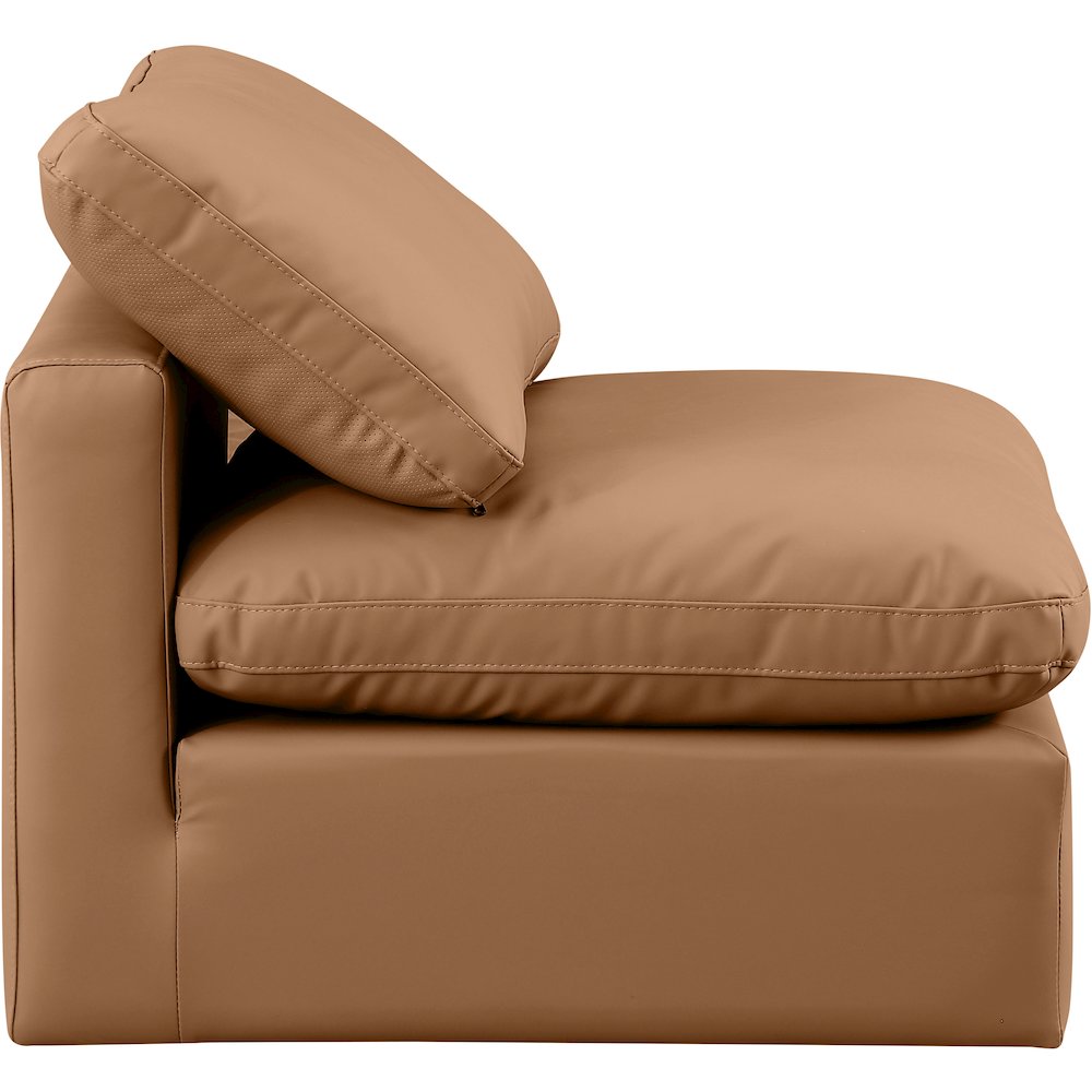 Indulge Cognac Vegan Leather Armless Chair