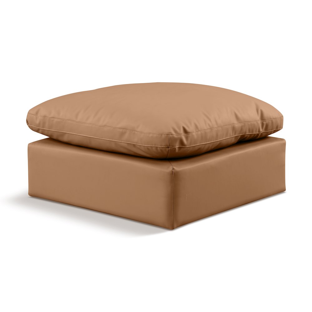 Indulge Cognac Vegan Leather Ottoman
