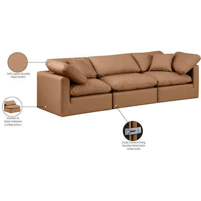 Indulge Cognac Vegan Leather Modular Sofa