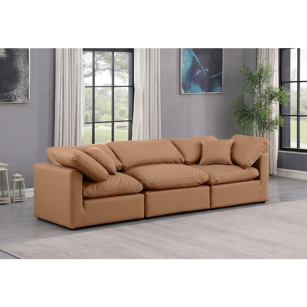 Indulge Cognac Vegan Leather Modular Sofa
