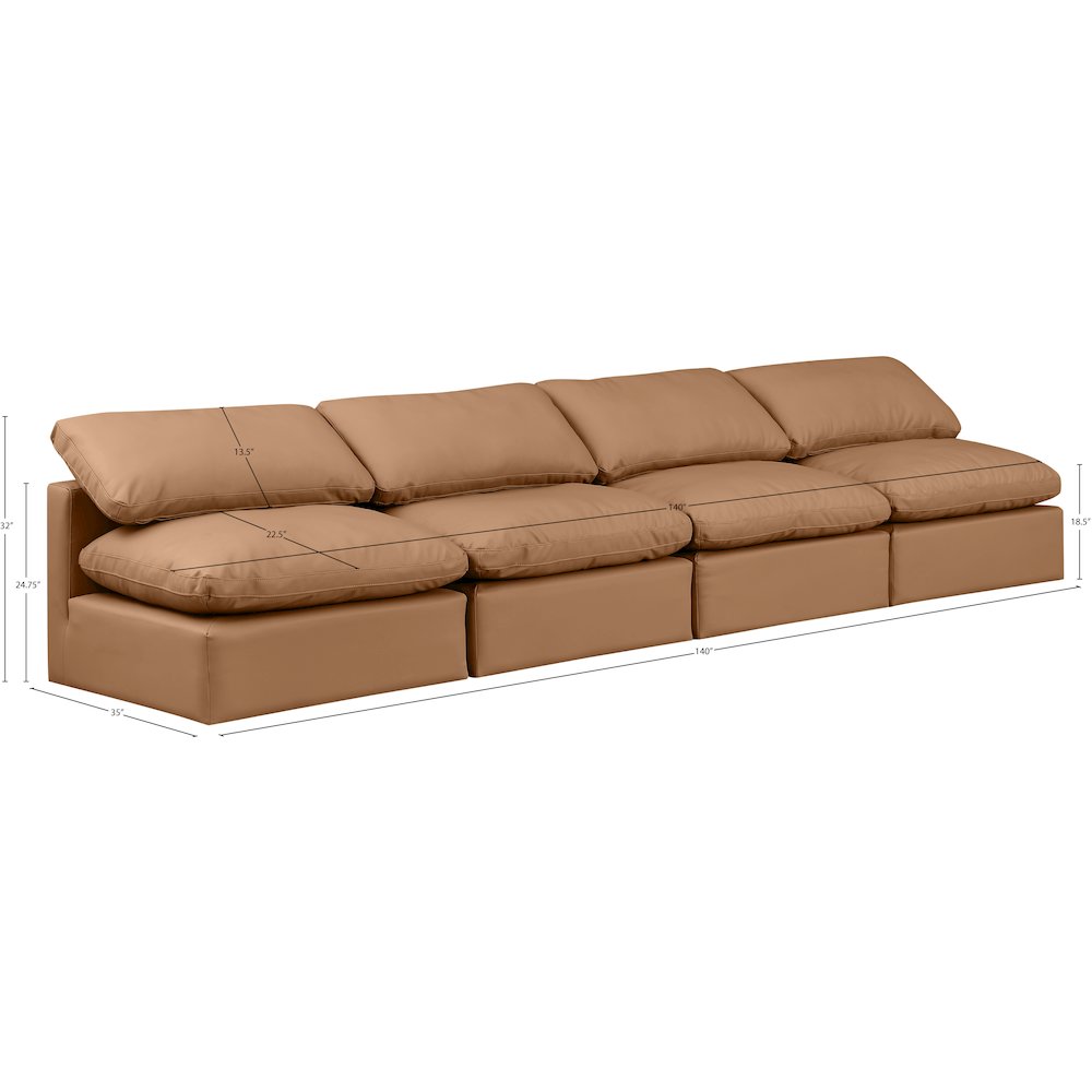 Indulge Cognac Vegan Leather Modular Sofa