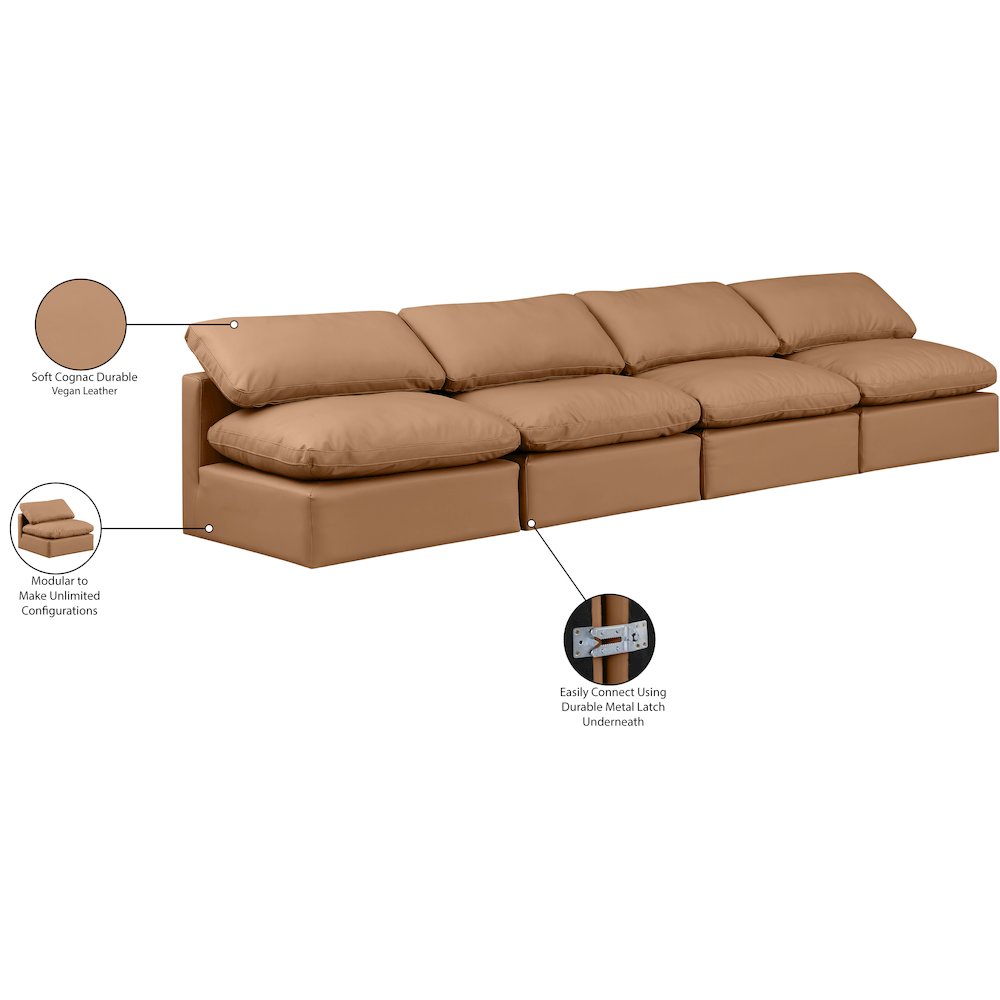 Indulge Cognac Vegan Leather Modular Sofa