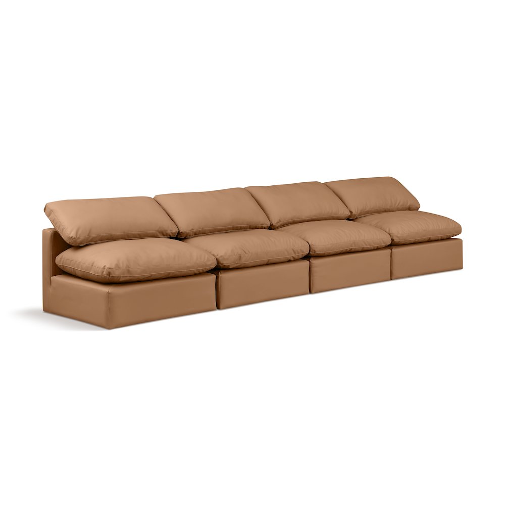 Indulge Cognac Vegan Leather Modular Sofa