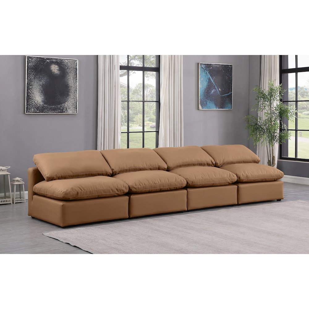 Indulge Cognac Vegan Leather Modular Sofa