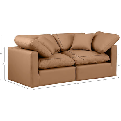 Indulge Cognac Vegan Leather Modular Sofa