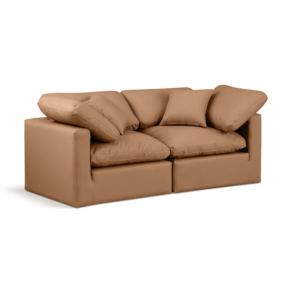 Indulge Cognac Vegan Leather Modular Sofa