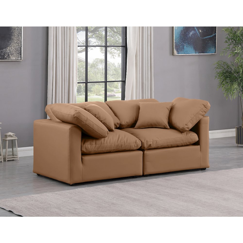 Indulge Cognac Vegan Leather Modular Sofa