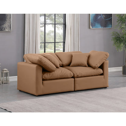 Indulge Cognac Vegan Leather Modular Sofa