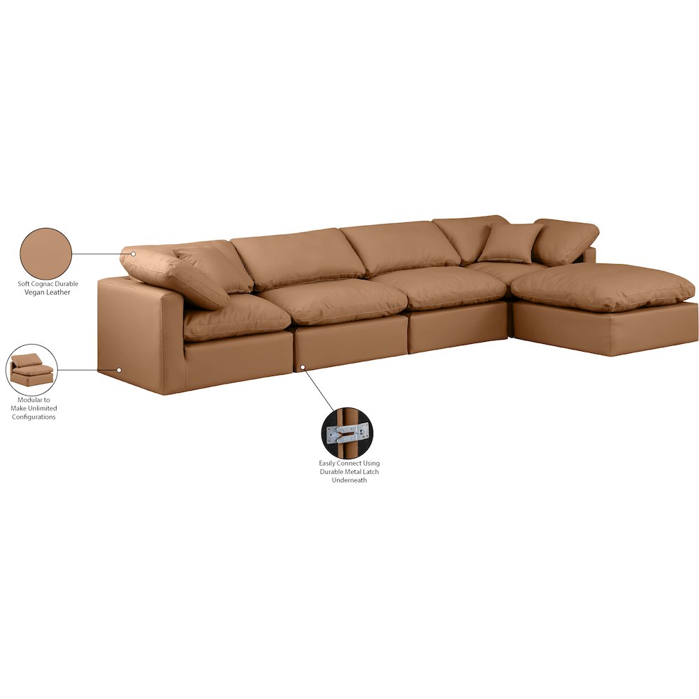 Indulge Cognac Vegan Leather Modular Sectional